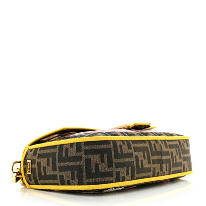 Fendi Fabric Jacquard FF Floral Embroidered Baguette Tobacco Moro Multicolor 4 of 11