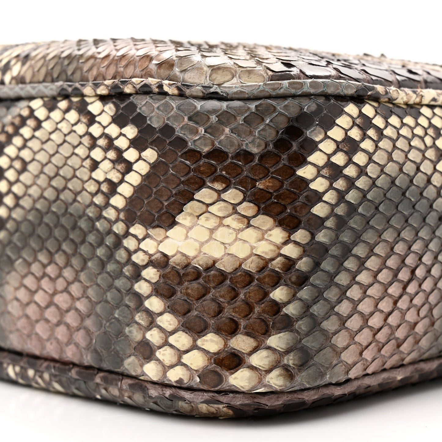 Snakeskin Small Soho Disco Bag Off White Nut Brown Beige