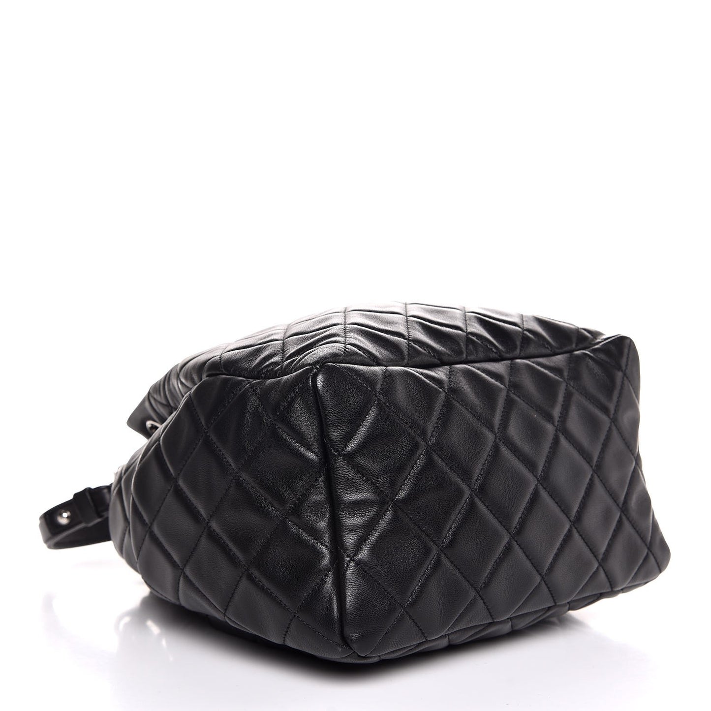 Lambskin Quilted CC Chain Drawstring Tote Black