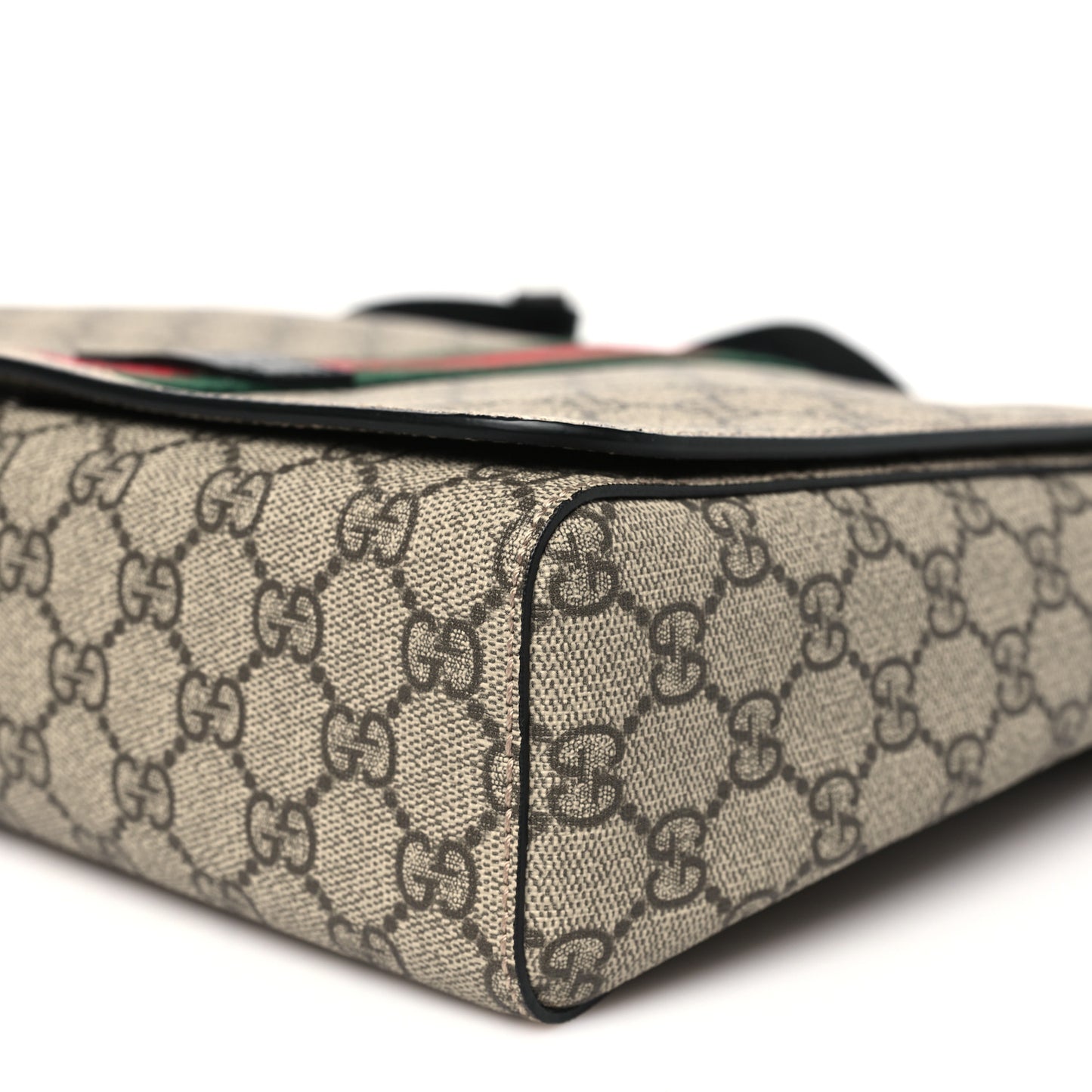 GG Supreme Monogram Web Flap Messenger Bag Black