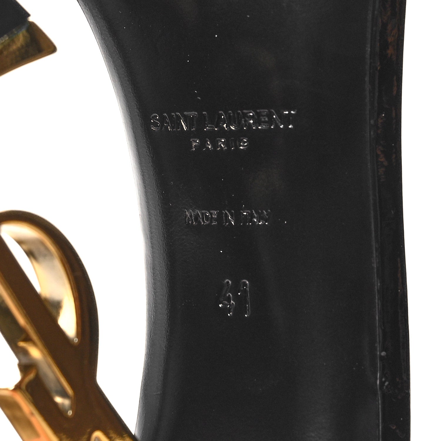 Saint Laurent Patent Calfskin Opyum 110 Sandals 41 Black Gold 7 of 9