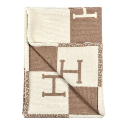 Hermes Wool Cashmere Avalon Baby Blanket Noisette Moyen White 2 of 3