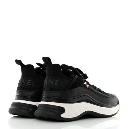 Chanel Velvet Calfskin Mixed Fibers CC Sneakers 40.5 Black 5 of 8