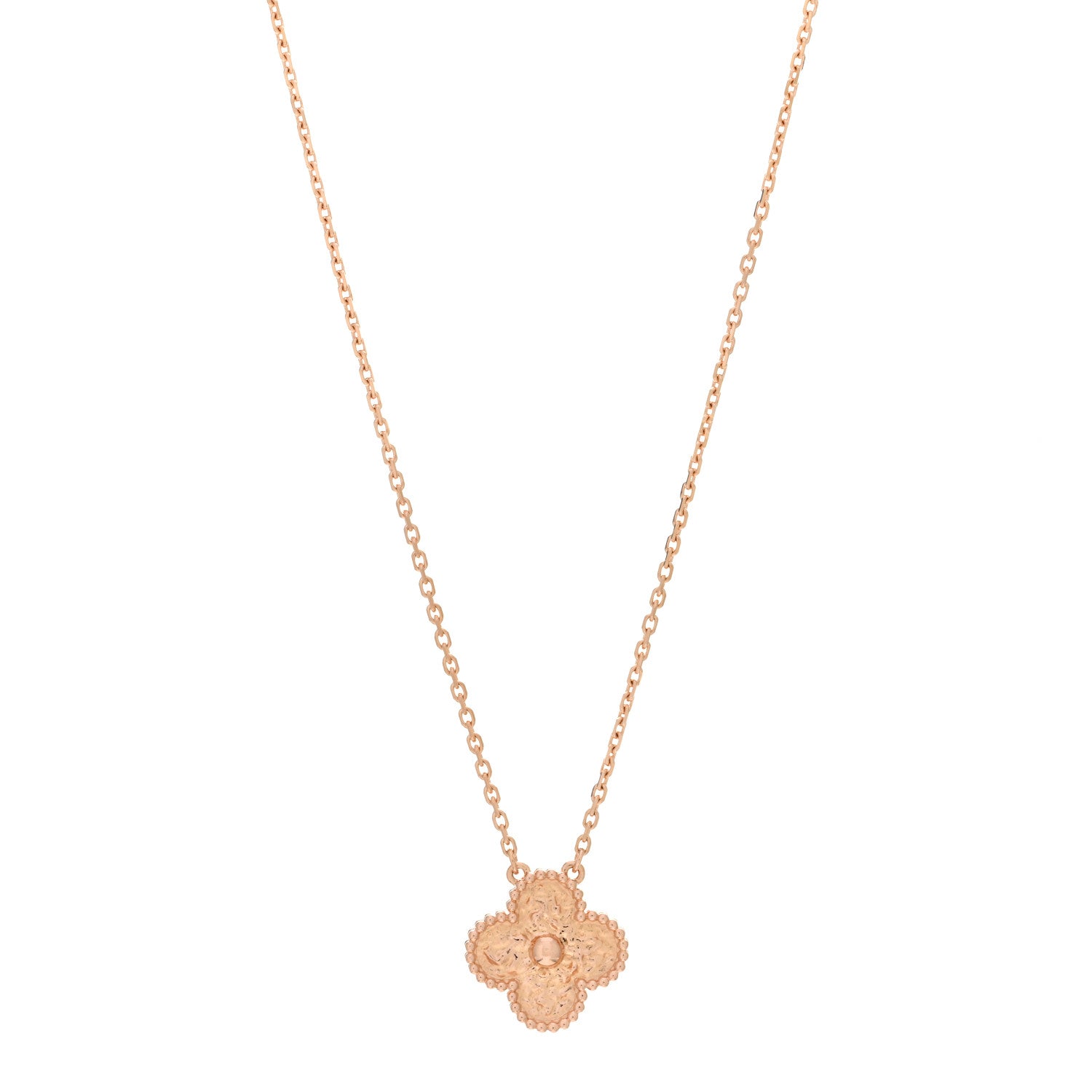 Van Cleef & Arpels 18K Rose Gold Vintage Alhambra Pendant Necklace 1 of 6