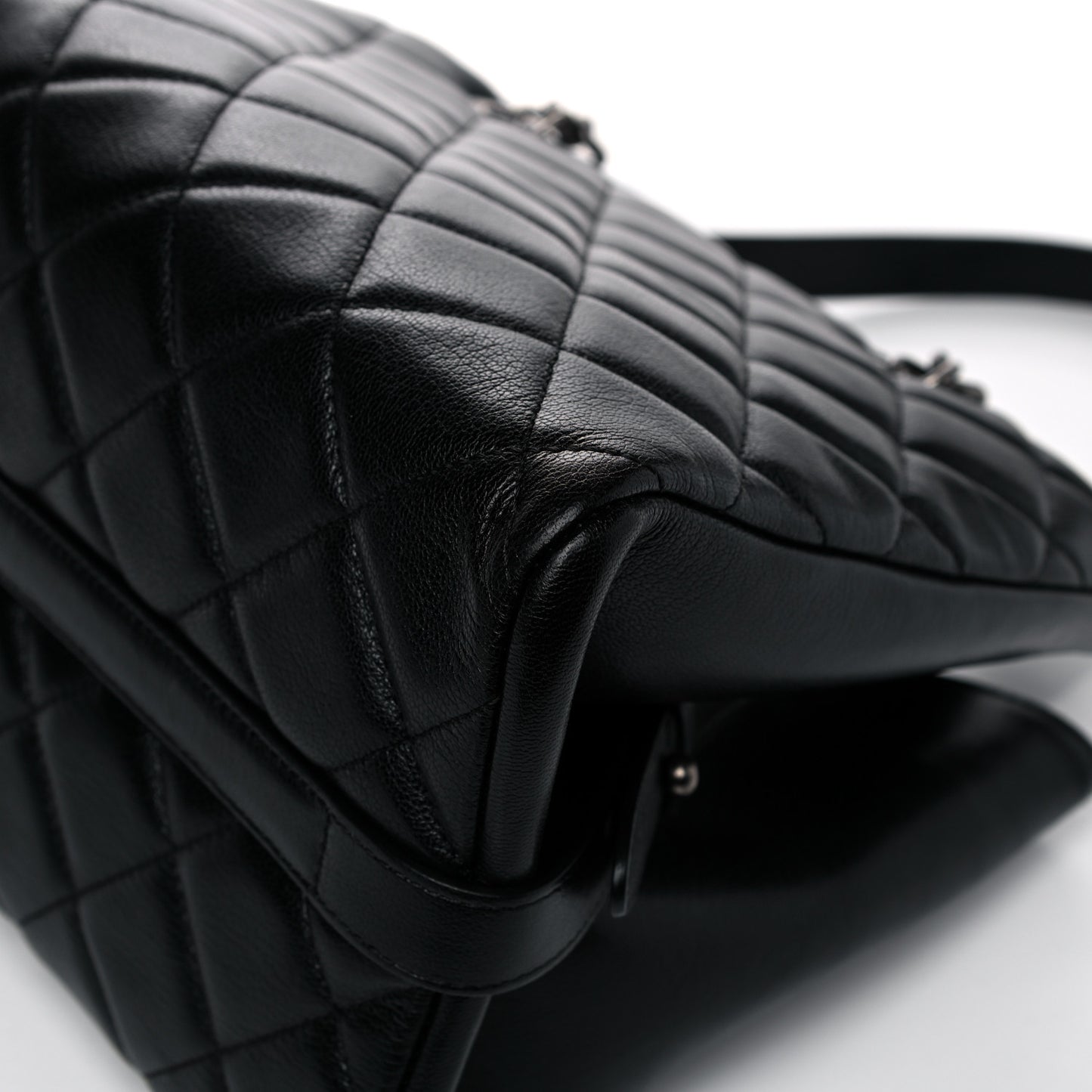Goatskin Quilted Large City Rock Shopping Bag Black