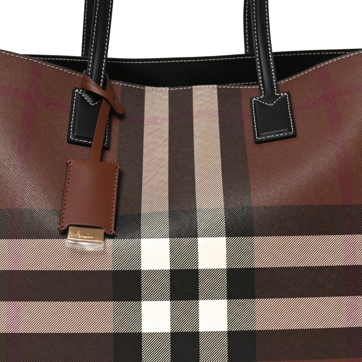 Burberry E-Canvas Check Medium Soft TB Tote Dark Birch Brown 7 of 9