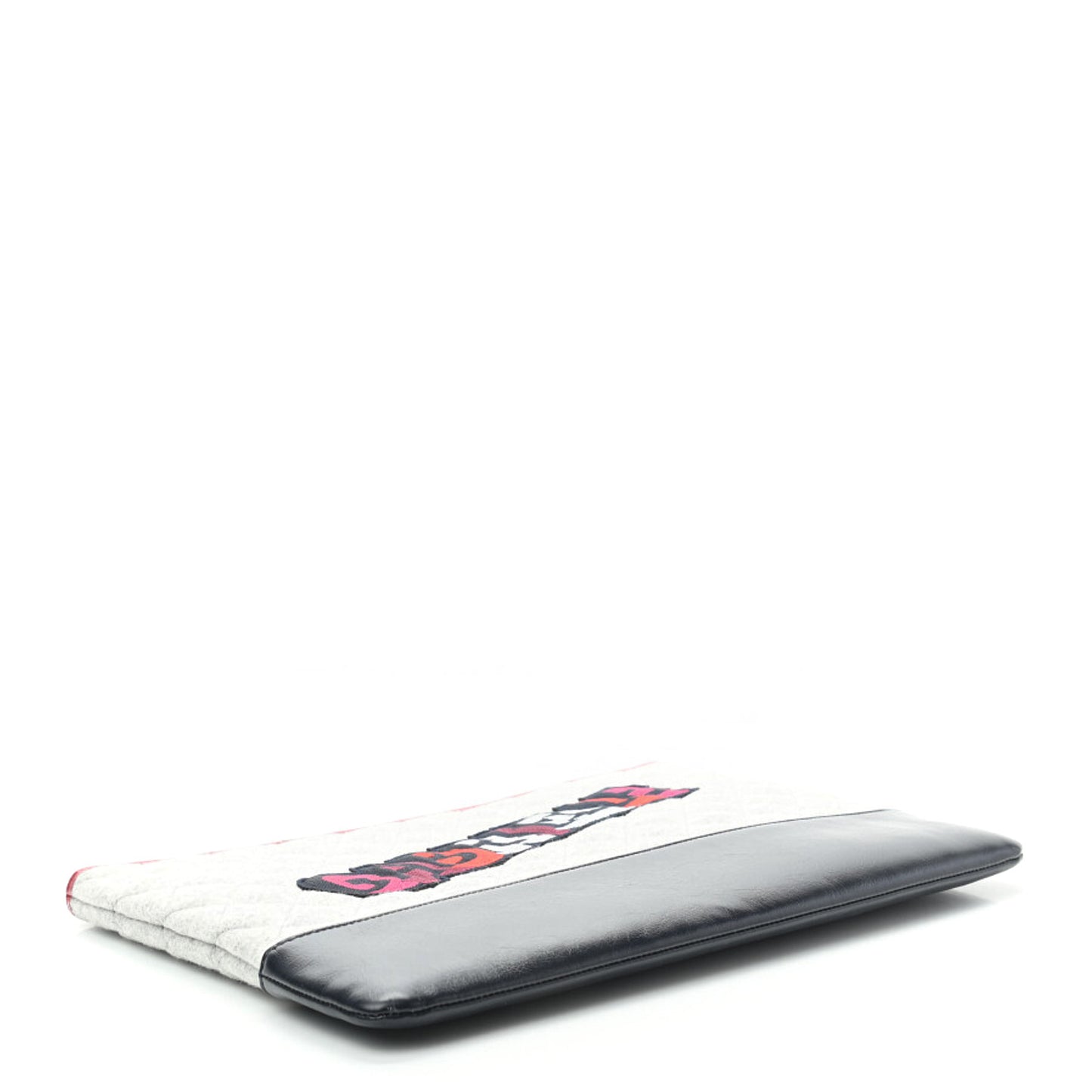 Wool Calfskin Quilted Gabrielle Pouch Clutch Navy