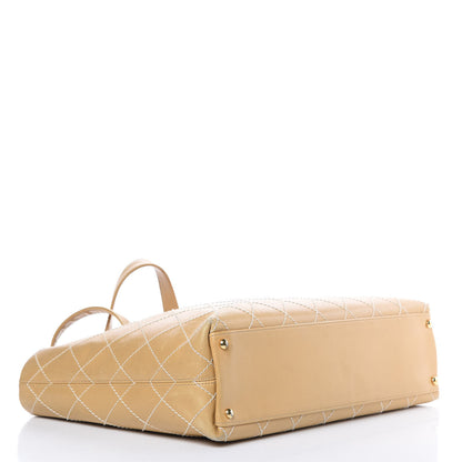 Chanel Calfskin Contrast Stitch Surpique Tote Beige 4 of 22