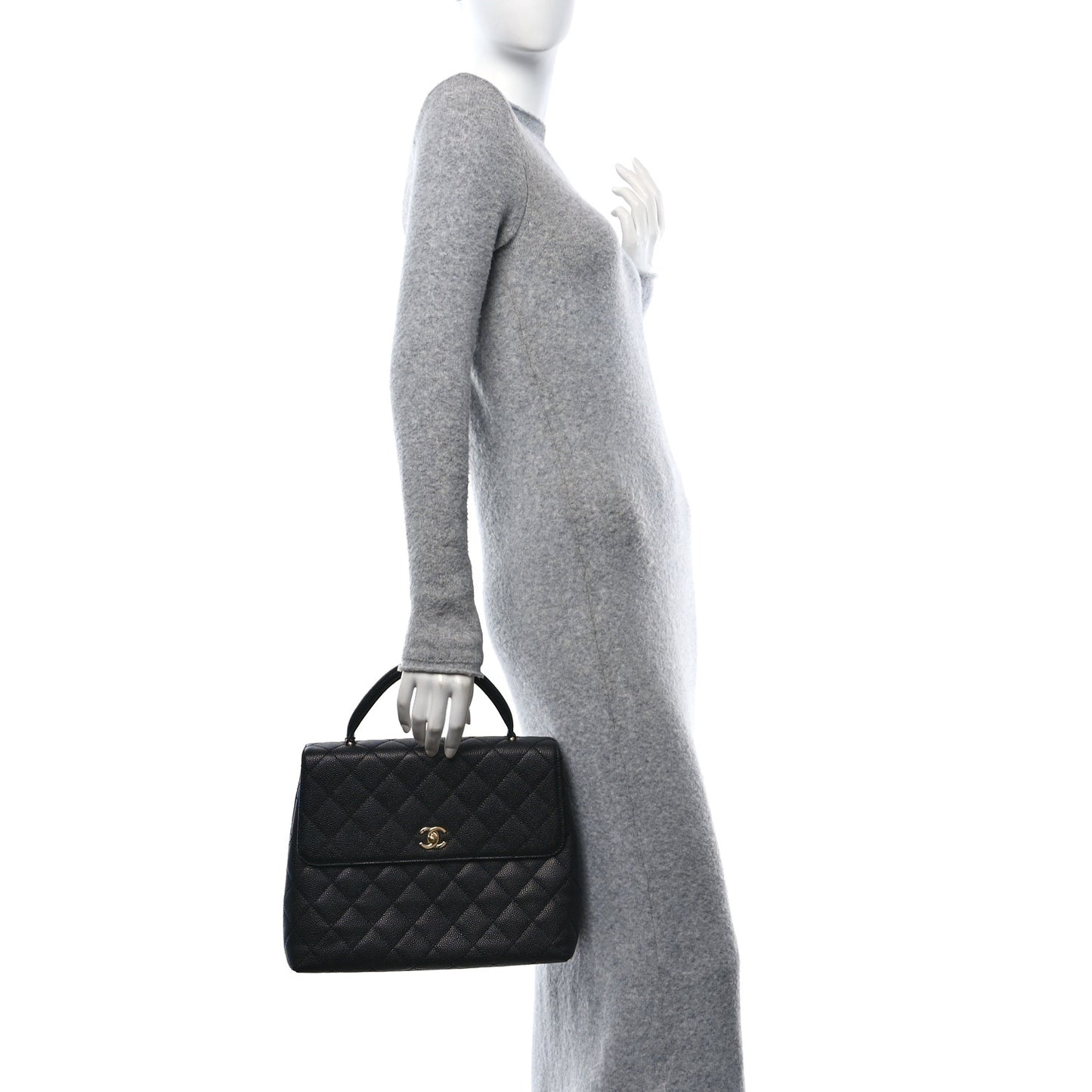 Caviar Quilted Jumbo Kelly Flap Black
