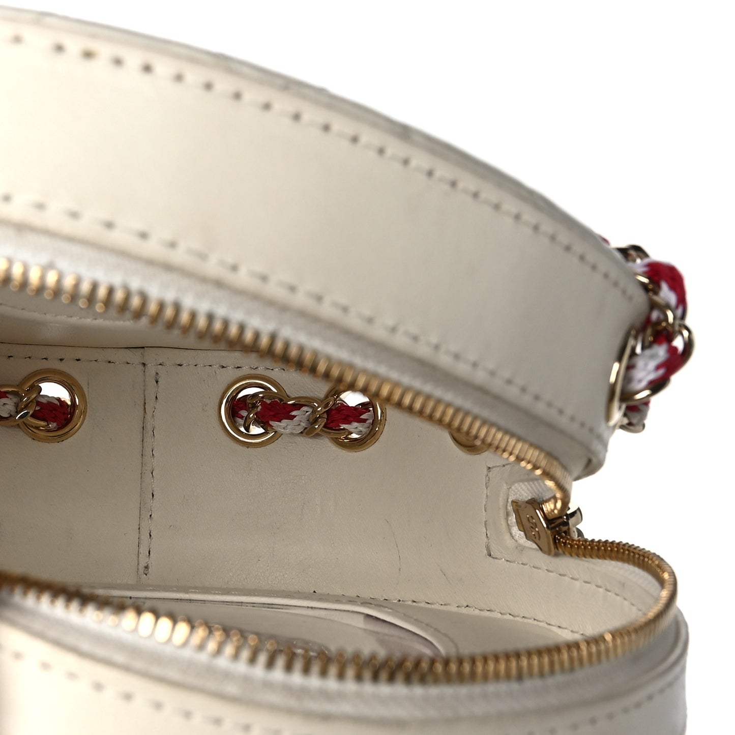 Lambskin Coco Lifesaver Round Bag Red White