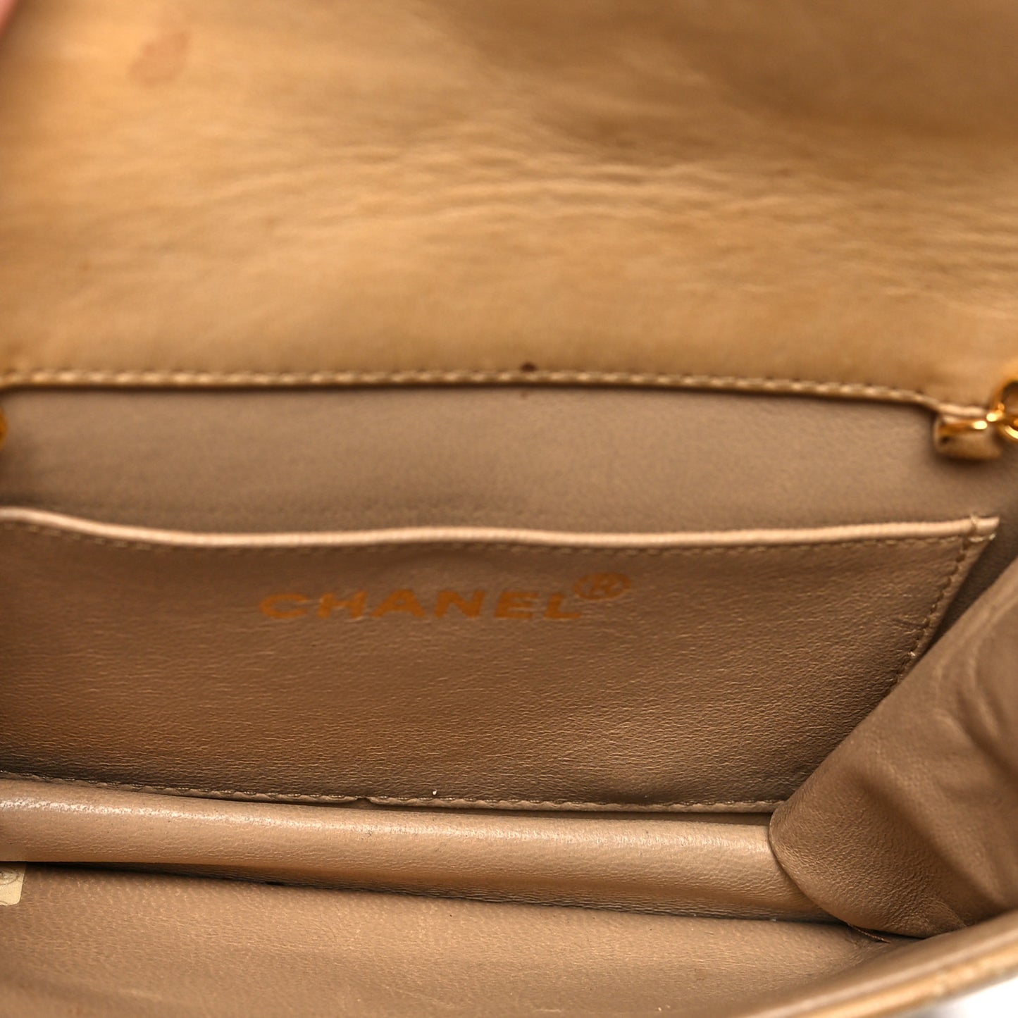 Lambskin Quilted Mini Flap Beige