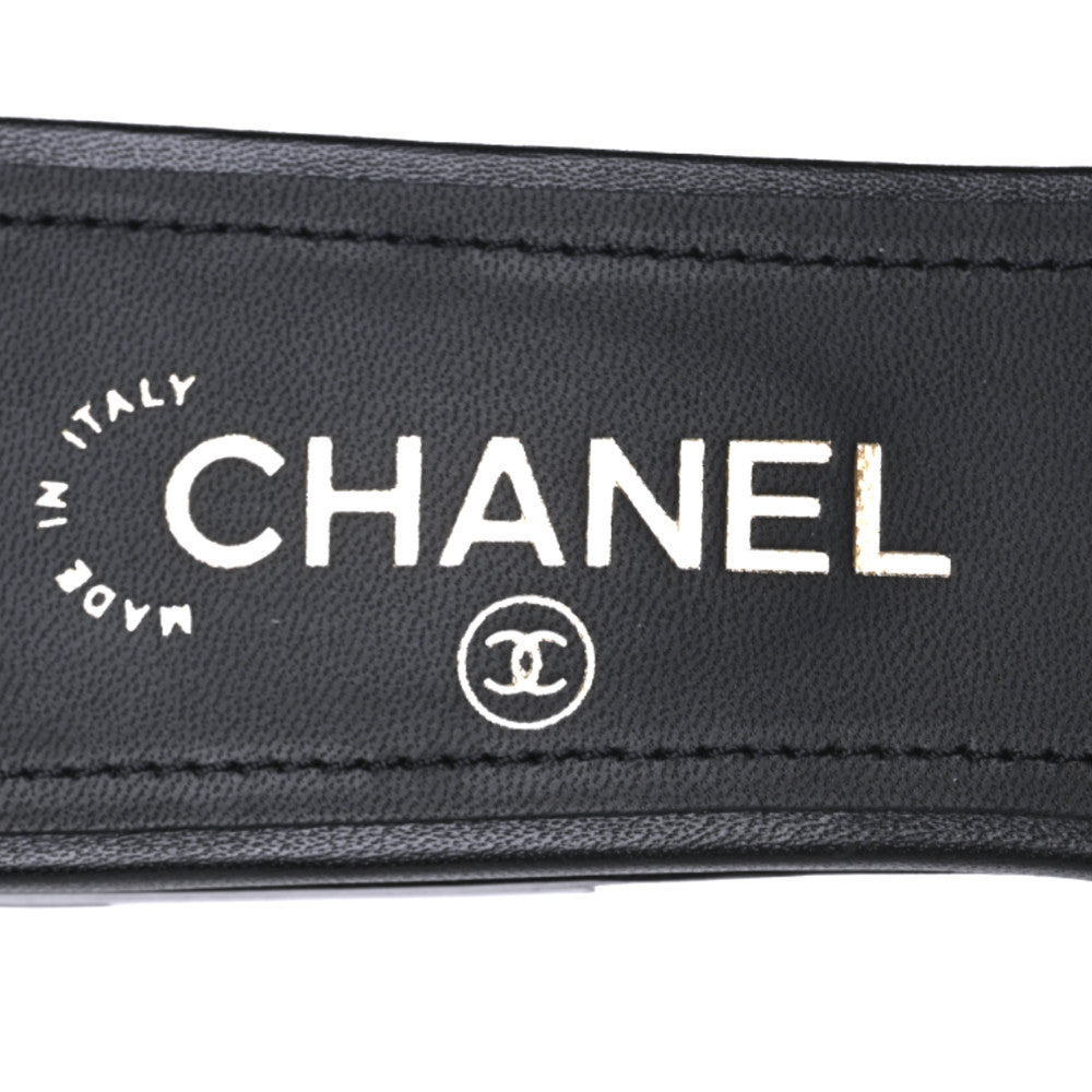 Chanel Lambskin Pearl CC Sandals 38 Black 6 of 9