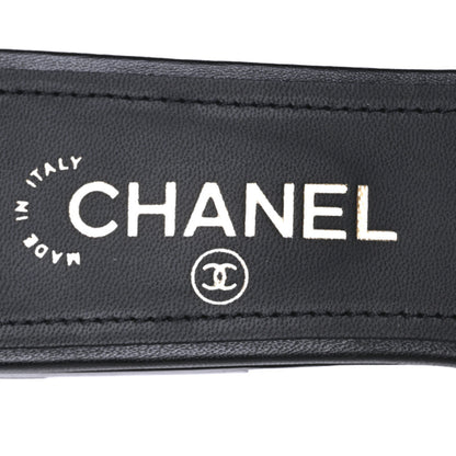 Chanel Lambskin Pearl CC Sandals 38 Black 6 of 9