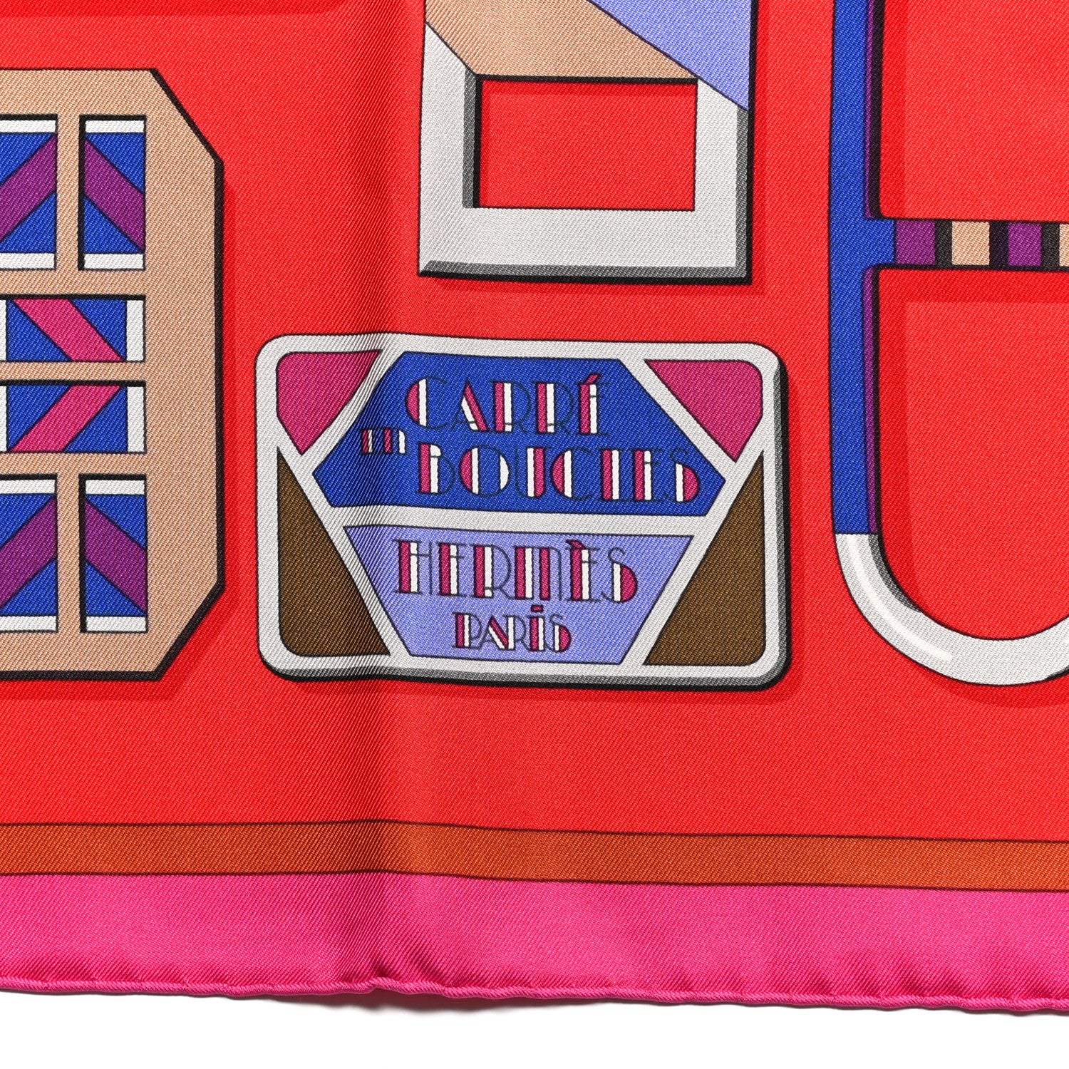 Hermes Silk Carre En Boucles Scarf 90 Rouge Fuchsia Violet 2 of 5
