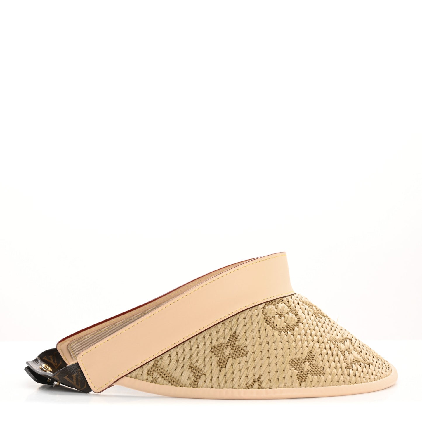 Calfskin Raffia Monogram Strawgram Visor Natural