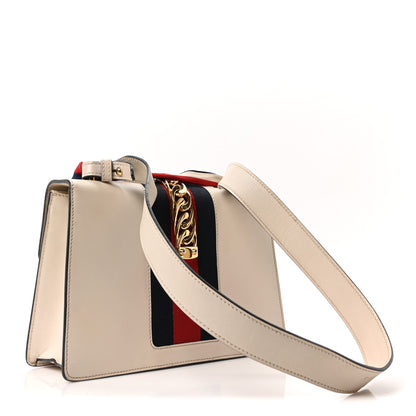 Gucci Calfskin Embroidered Small Sylvie Shoulder Bag White 3 of 11