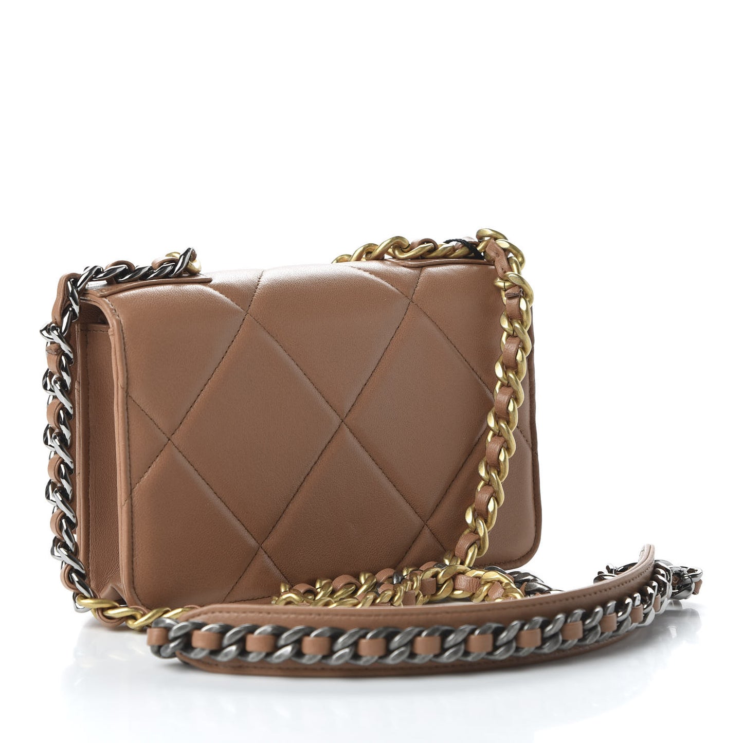 Lambskin Quilted 19 Wallet On Chain WOC Brown