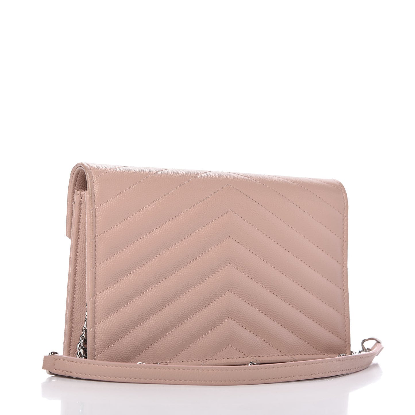 Grain De Poudre Matelasse Chevron Monogram Envelope Chain Wallet Pale Pink