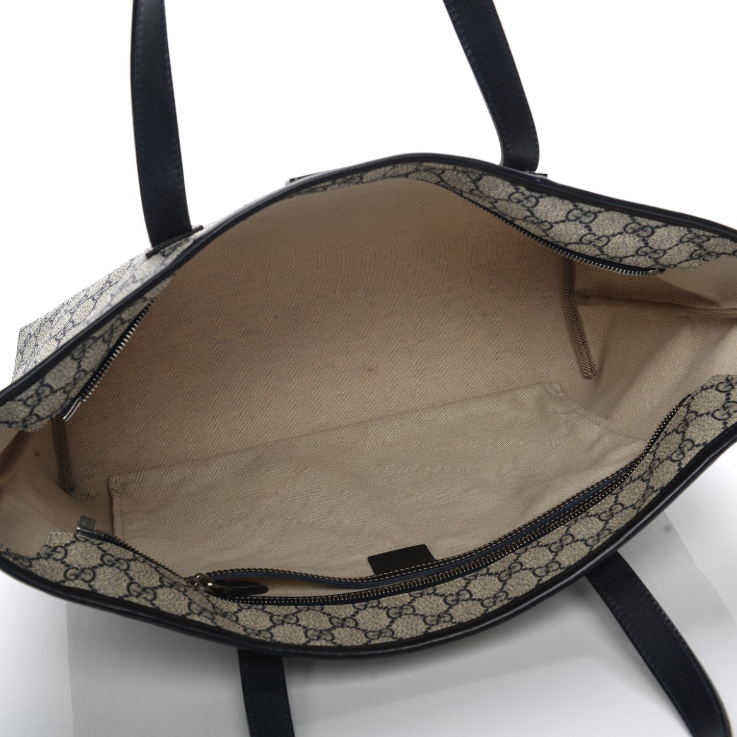 GG Supreme Monogram Medium Zippered Shopping Tote Navy