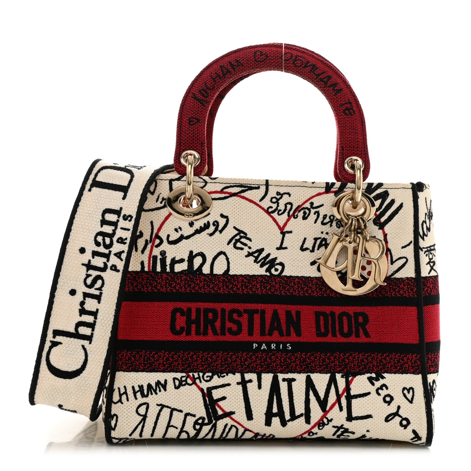 Christian Dior Canvas Medium DiorAmour Graffiti Lady D-Lite Latte 1 of 10