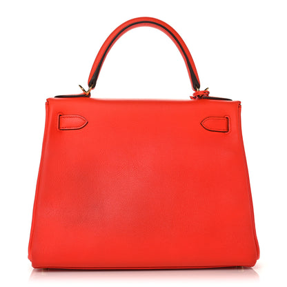 Hermes Evercolor Kelly Retourne 28 Orange Poppy 4 of 41