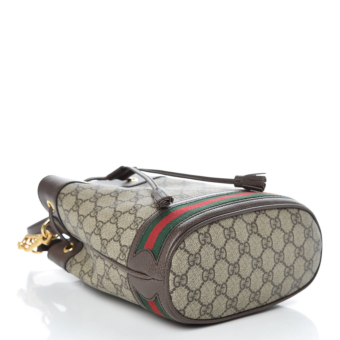 GG Supreme Monogram Web Small Ophidia Bucket Bag Brown