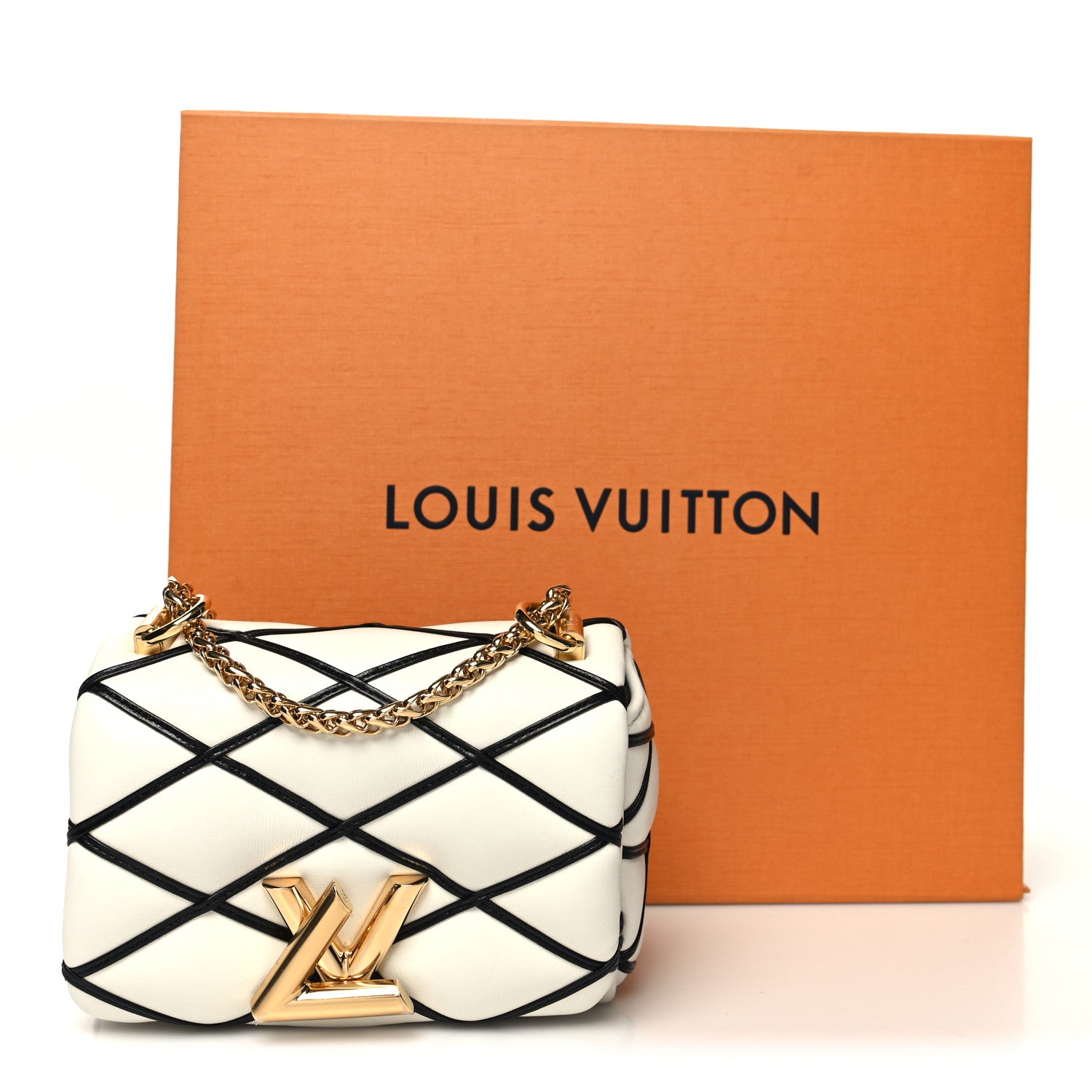 Louis Vuitton Lambskin Malletage Pico GO-14 White Black 1417041