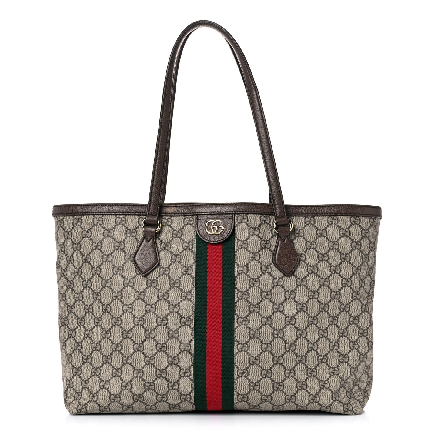 GG Supreme Monogram Medium Ophidia Shopping Tote Brown