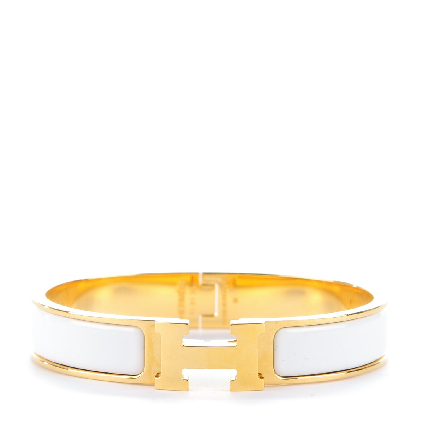 Enamel Narrow Clic Clac H Bracelet GM White
