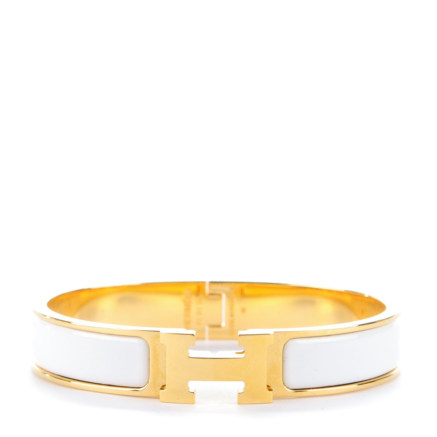 Hermes Enamel Narrow Clic Clac H Bracelet GM White 1 of 4