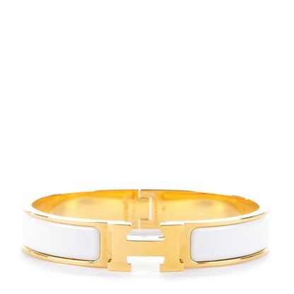 Hermes Enamel Narrow Clic Clac H Bracelet GM White 1 of 4