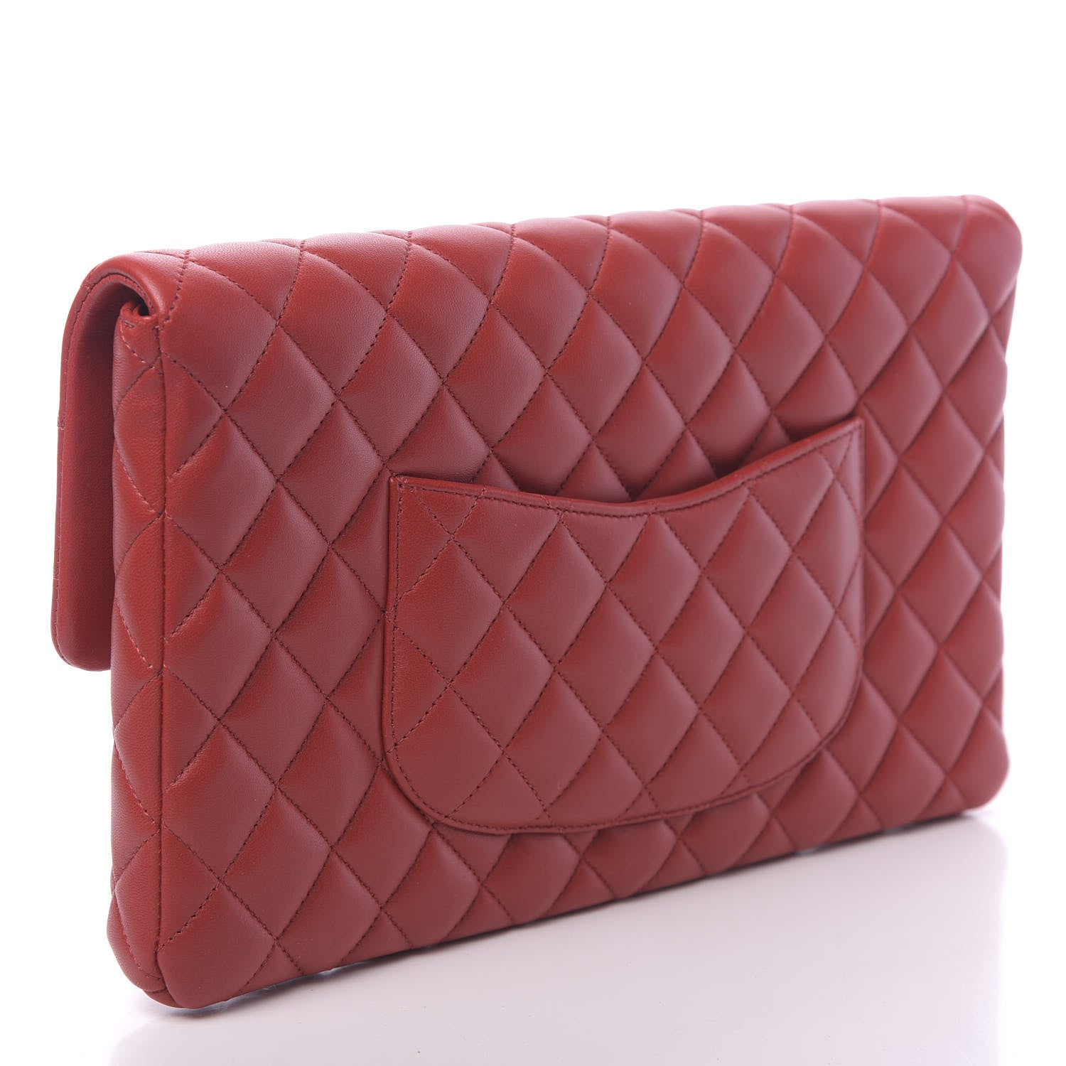 Chanel Lambskin Quilted Flap Clutch Red 3 of 10