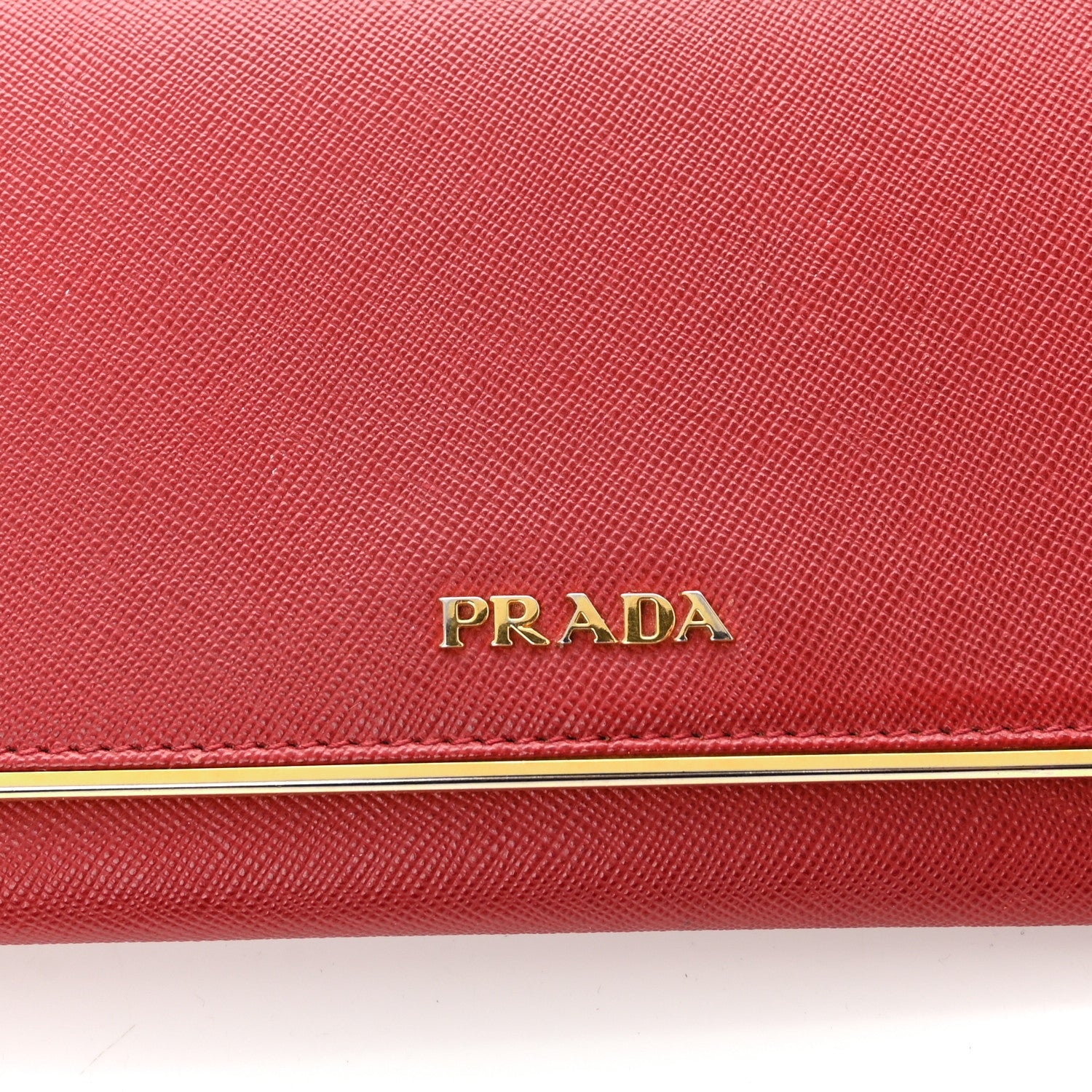 Prada Saffiano Metal Bar Chain Wallet Fuoco 14 of 14