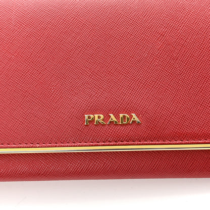 Prada Saffiano Metal Bar Chain Wallet Fuoco 14 of 14