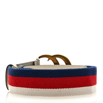 Gucci Nylon Calfskin Sylvie Web Double G 40mm Belt 80 32 Mystic White Hibiscus Red Maritime 80 32 2 of 4