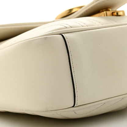 Gucci Calfskin Matelasse Mini GG Marmont Shoulder Bag White 9 of 12
