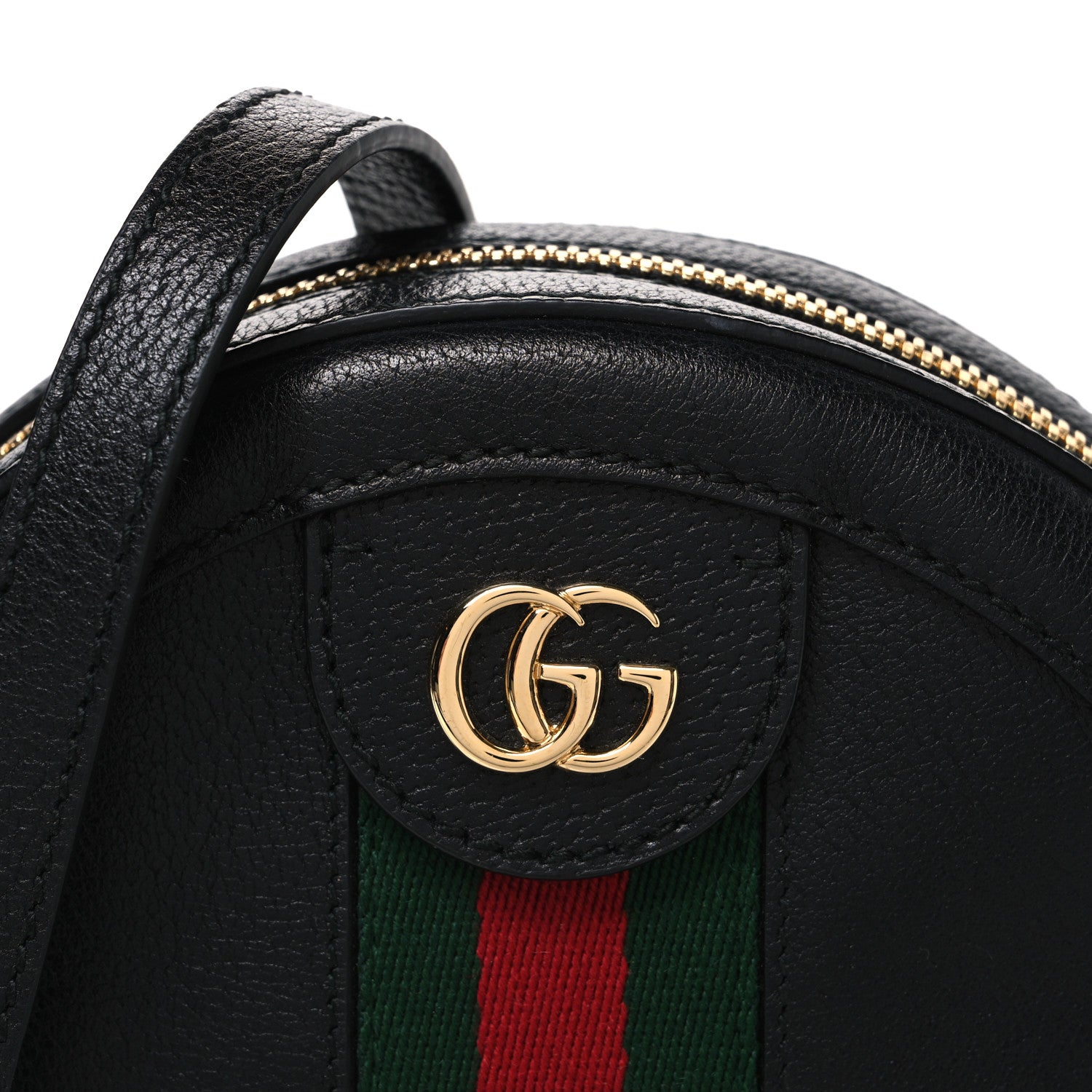 Gucci Grained Calfskin Web Mini Ophidia Round Shoulder Bag Black 8 of 10