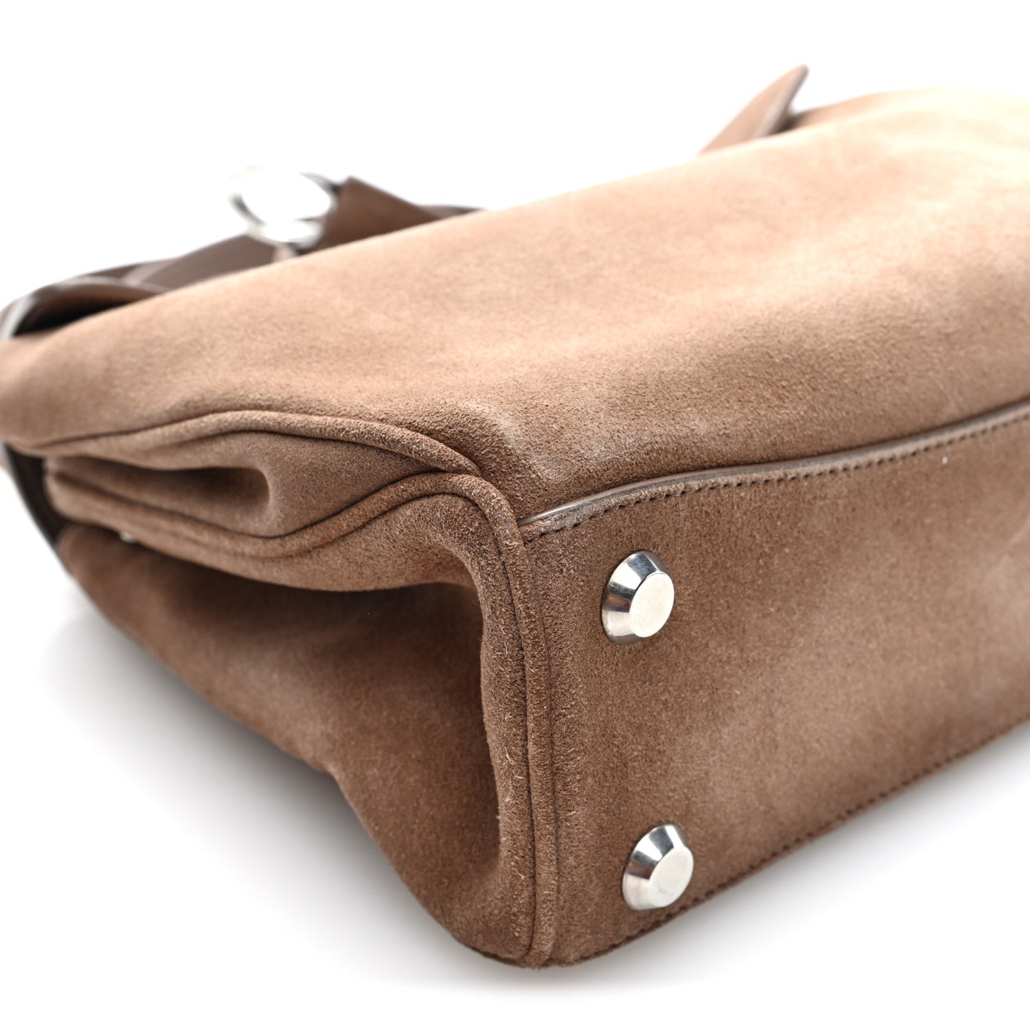 Waxed Suede Small Rodeo Top Handle Handbag Beige