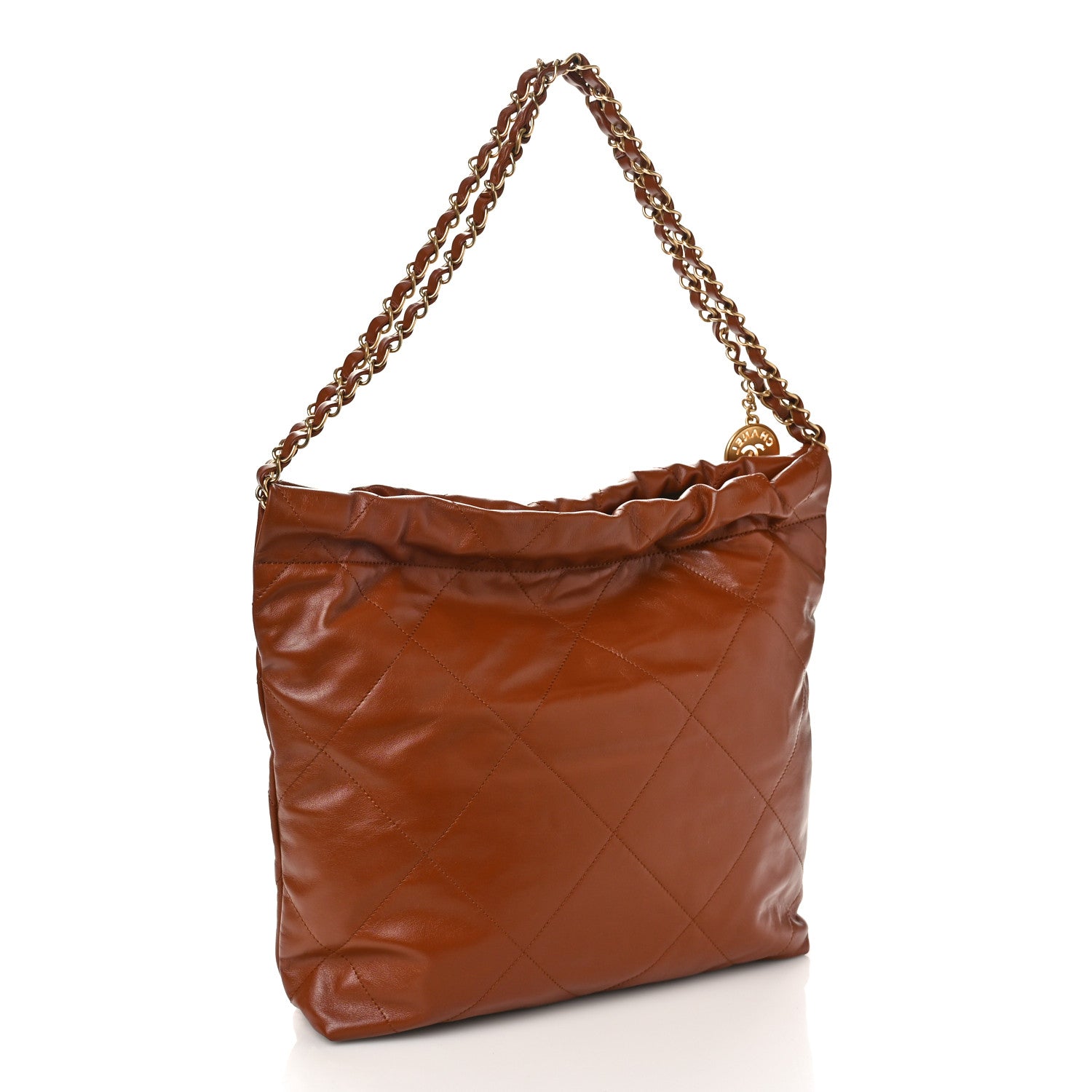 Chanel Shiny Calfskin Quilted Small Chanel 22 Camel 4 of 10