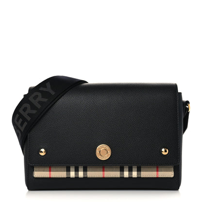 Burberry Grainy Calfskin Vintage Check Note Crossbody Bag Black 1 of 6