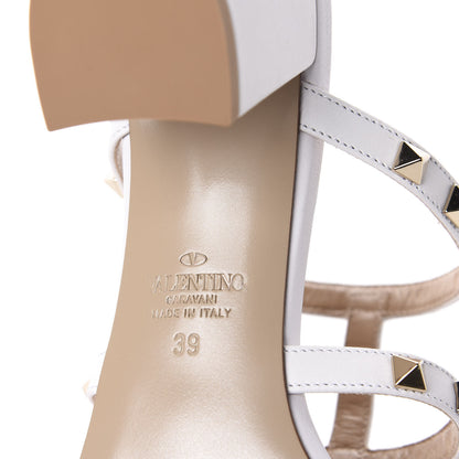 Valentino Garavani Calfskin Nappa Rockstud 60mm Caged Slide Sandals 39 Optic White 8 of 11