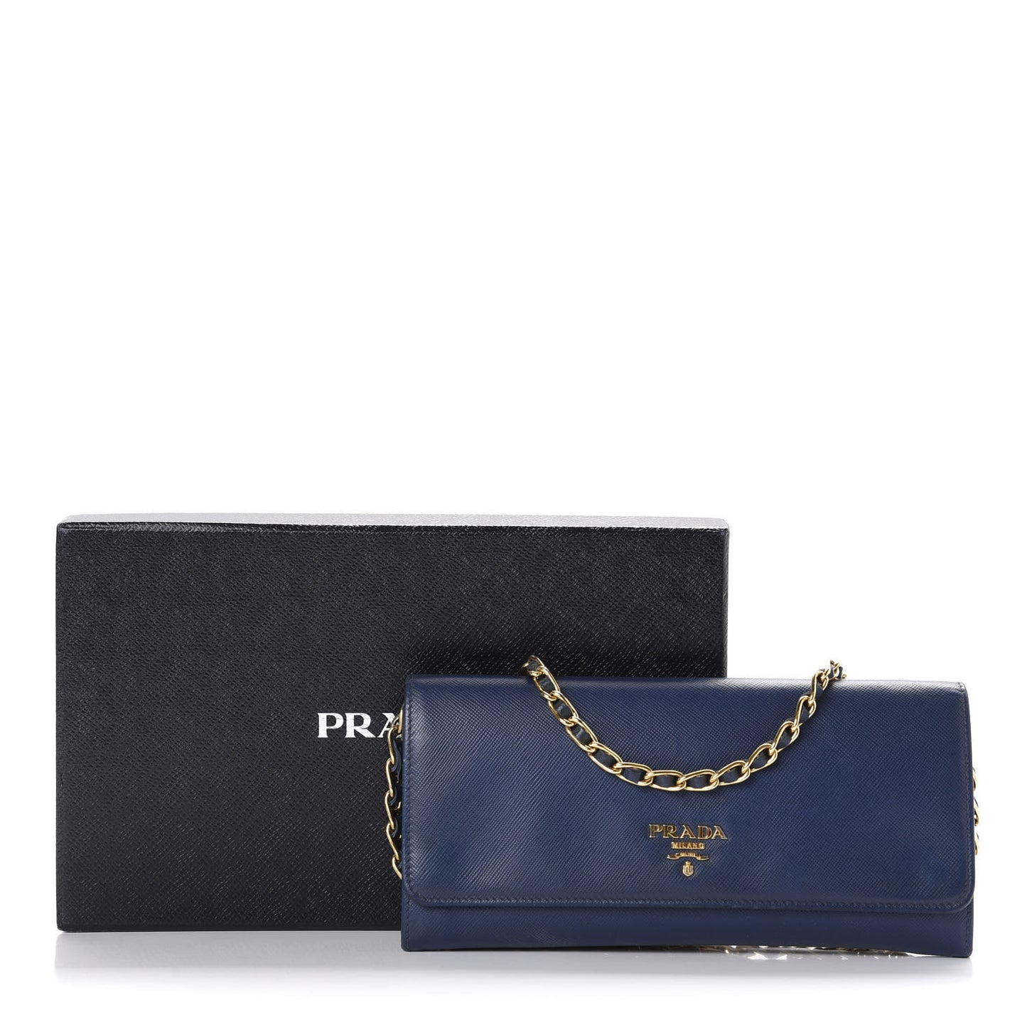 Saffiano Metal Oro Chain Wallet Bleuette