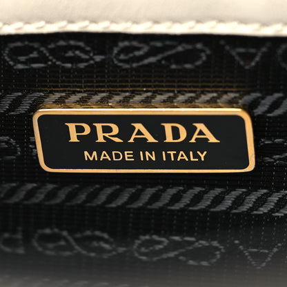 Prada Saffiano Lux Logo Embossed Medium Shoulder Tote Handbag White 6 of 9