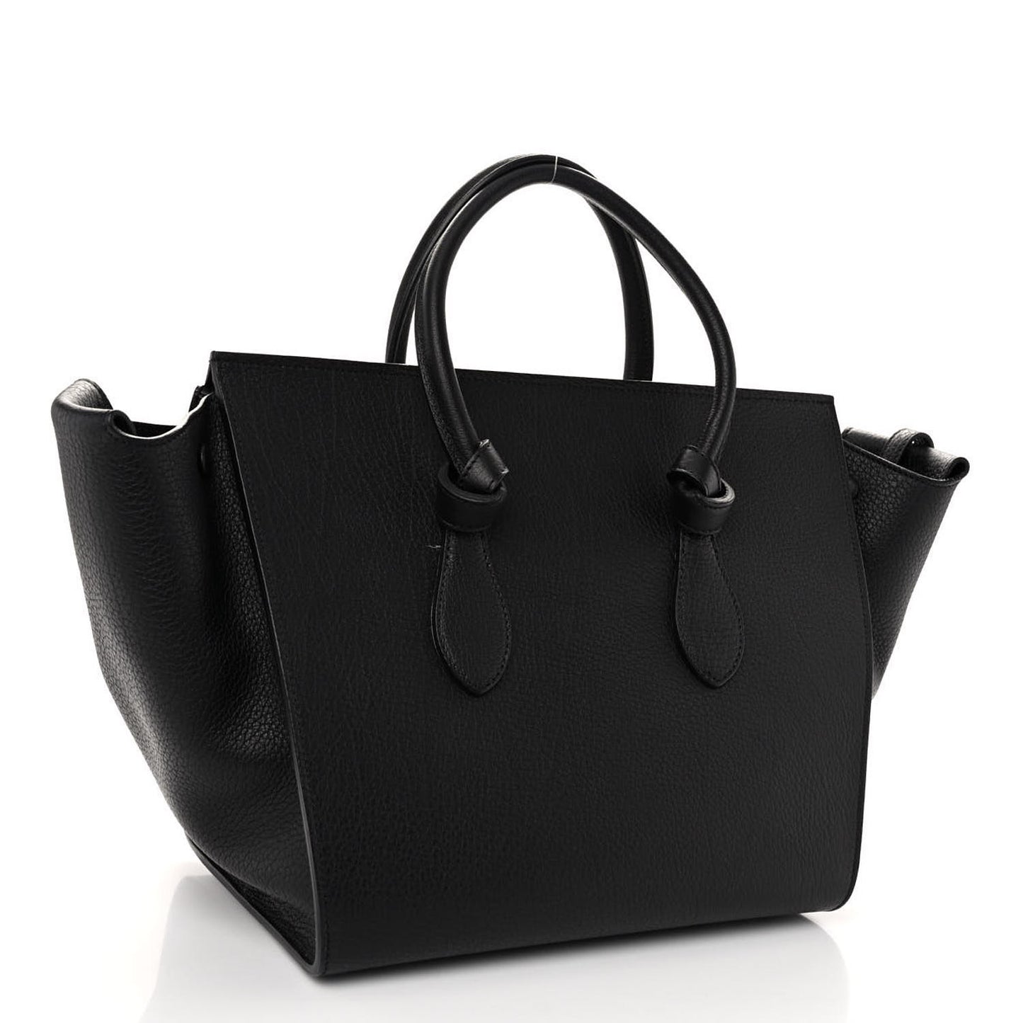 Crisped Calfskin Medium Tie Knot Tote Black