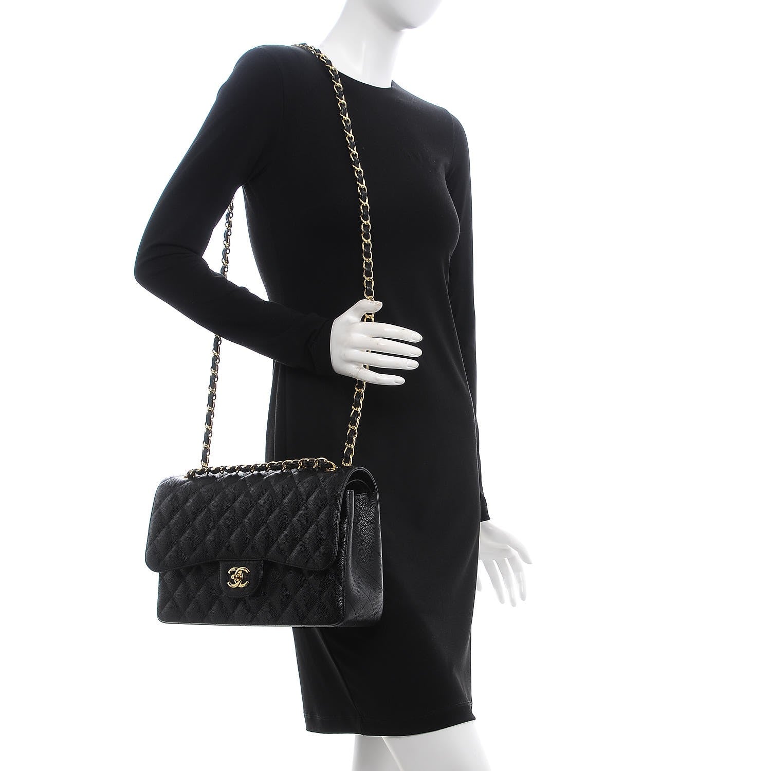Chanel Caviar Quilted Jumbo Double Flap Black 2 of 9