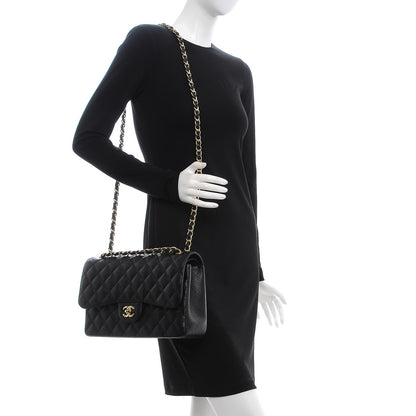 Chanel Caviar Quilted Jumbo Double Flap Black 2 of 9