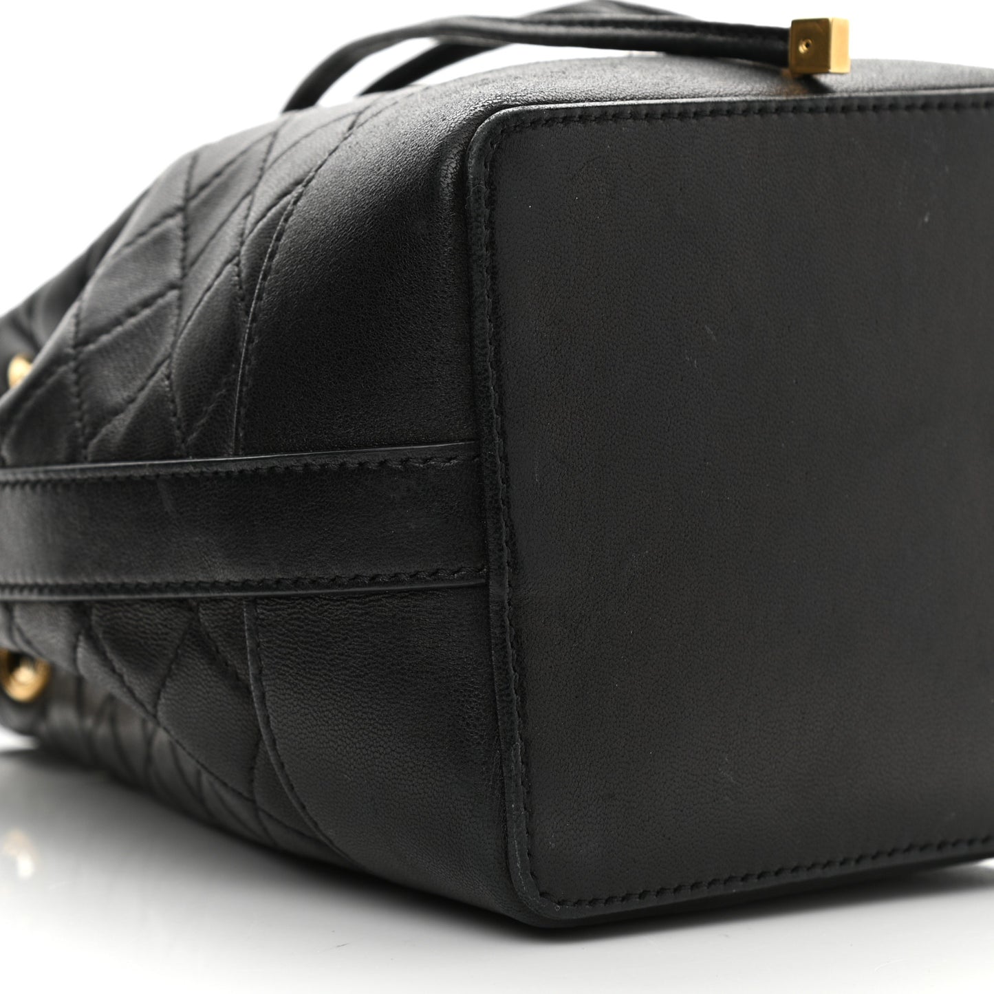 Lambskin Quilted Small Emmanuelle Bucket Bag Black