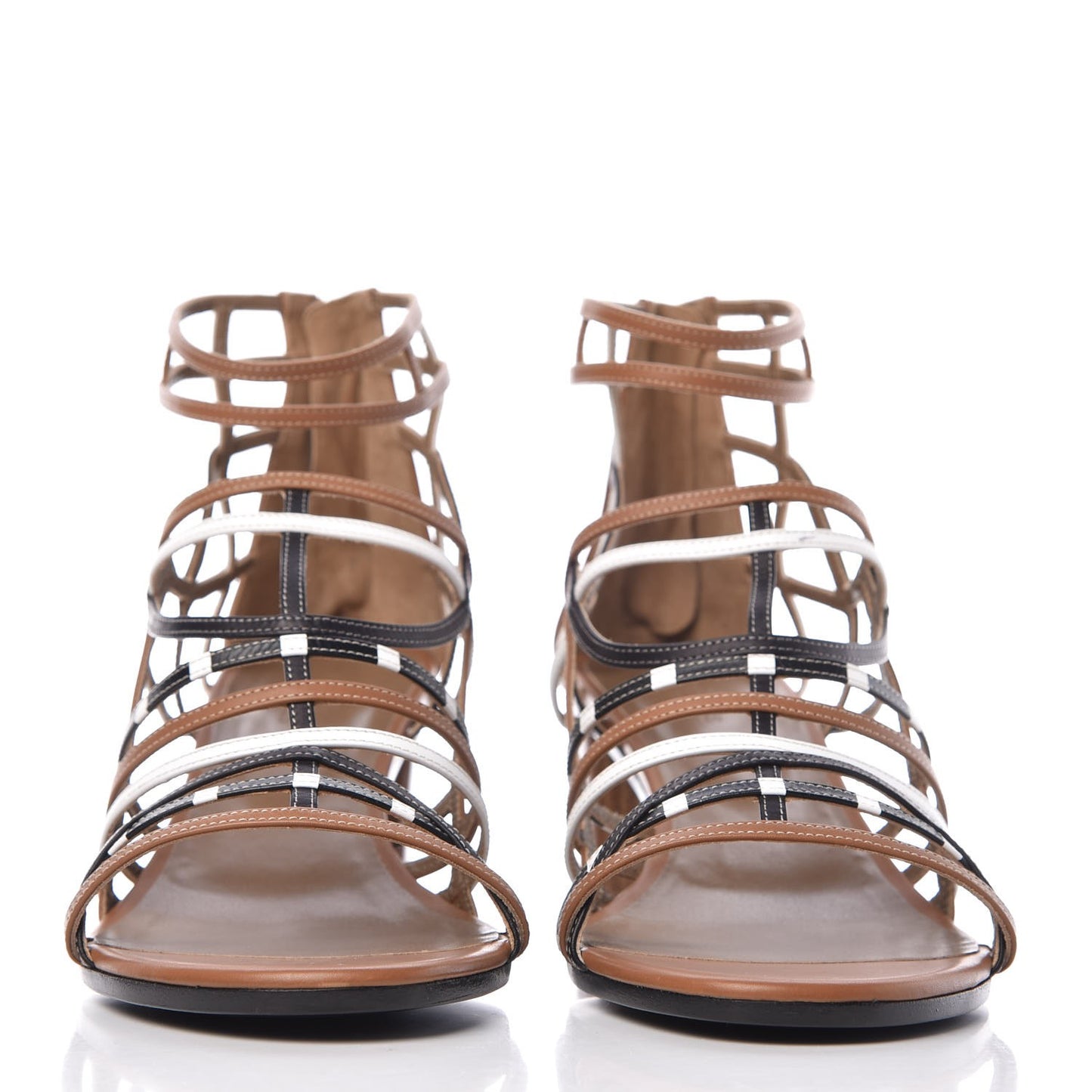 Calfskin Ragazza Sandals 41 Palissandre White Black