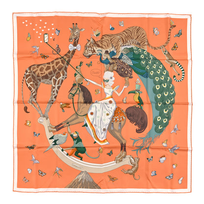 Hermes Silk Story 90 Scarf Abricot Beige Vert 1 of 3