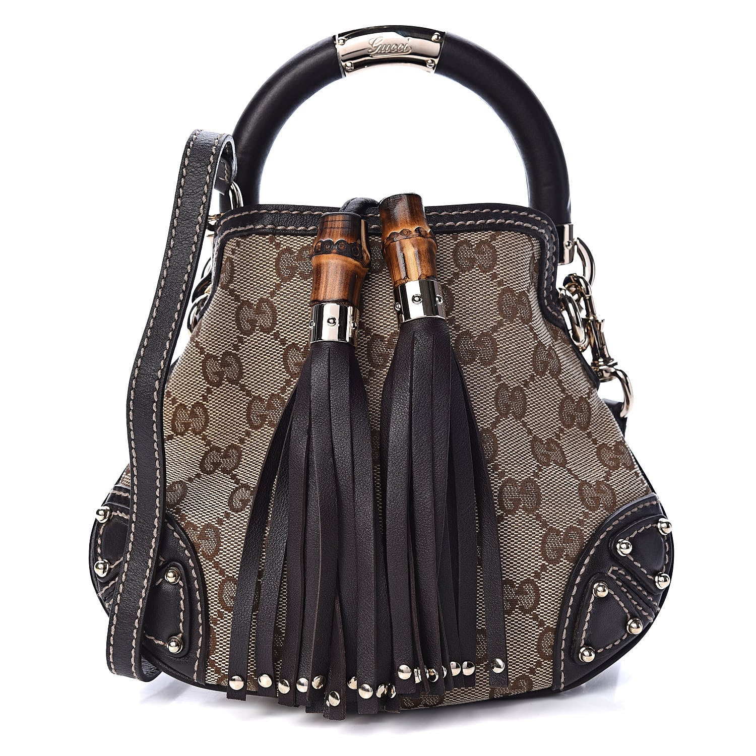 Gucci Monogram Mini Indy Top Handle Bag Dark Brown 1 of 10